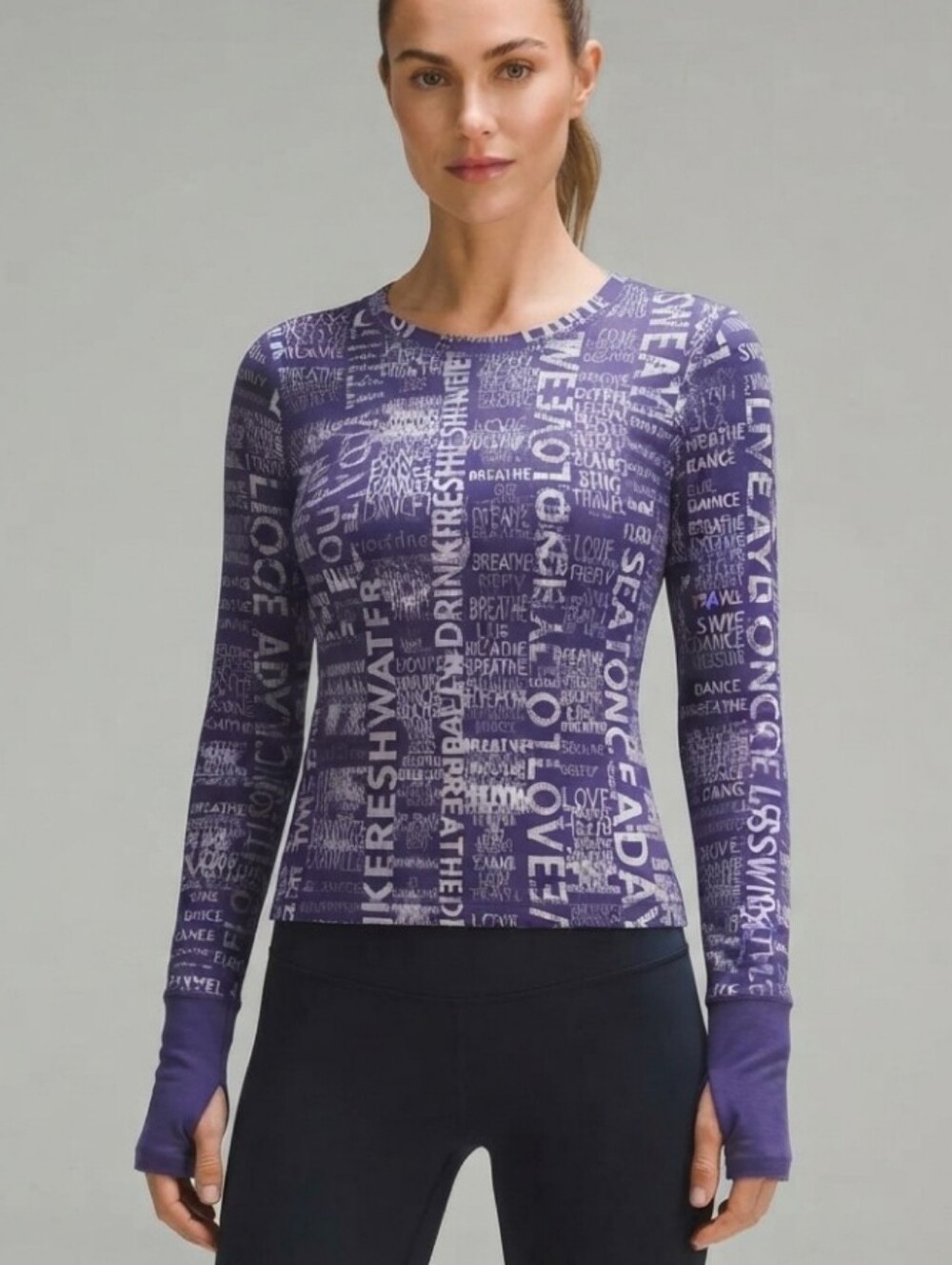 🍋 Vintage Lululemon Manifesto Long Sleeve Purple White Script Old School 💜✨